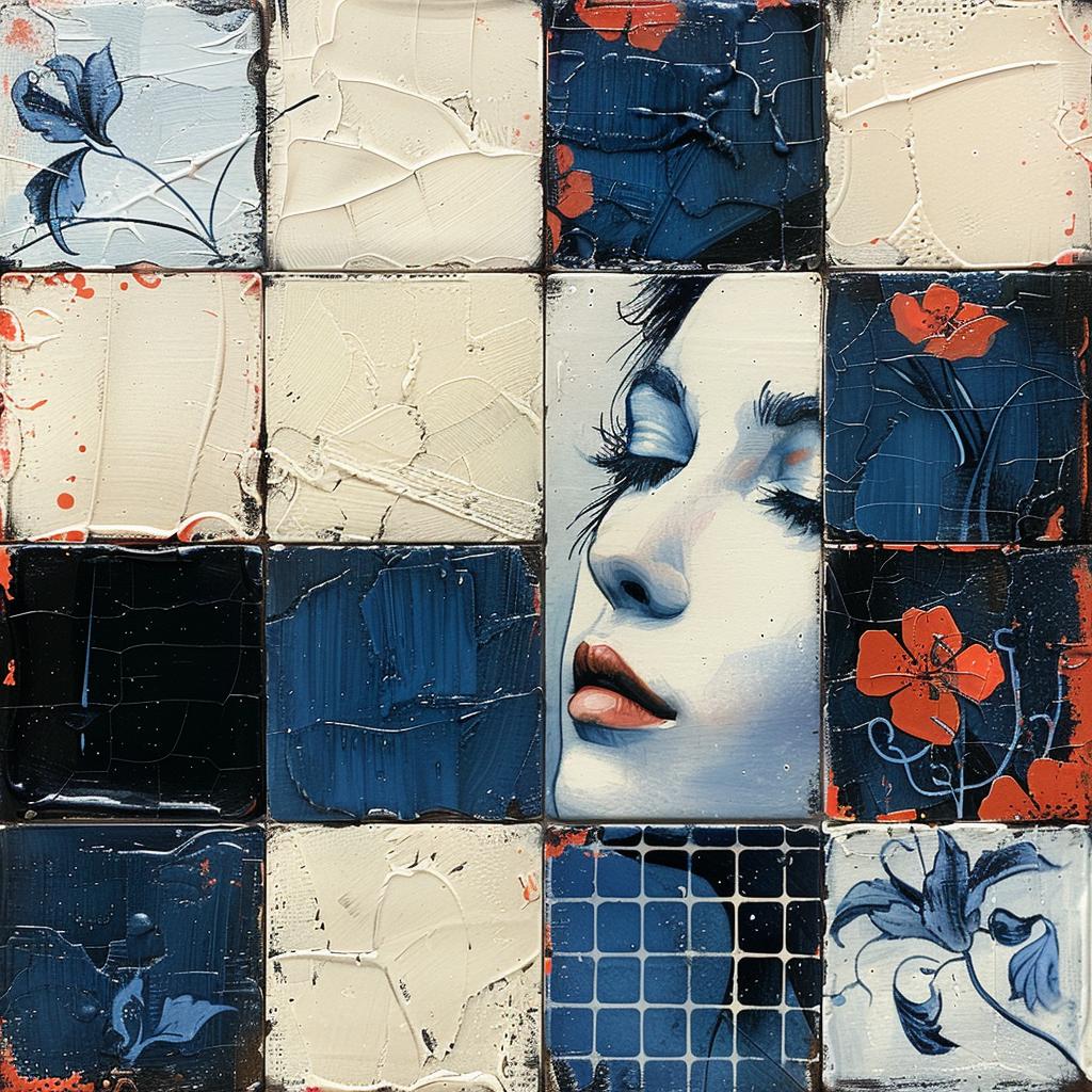 woman  flowers  blue  white  abstract  collage  artistic  color  vibrant  design 963810