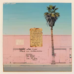 building  pink  palm  tree  artwork  graphic  design  vintage  poster  style 1065068