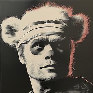 poster  man  bear  head  whimsical  costume  funny  art  graphic  playful 1039654