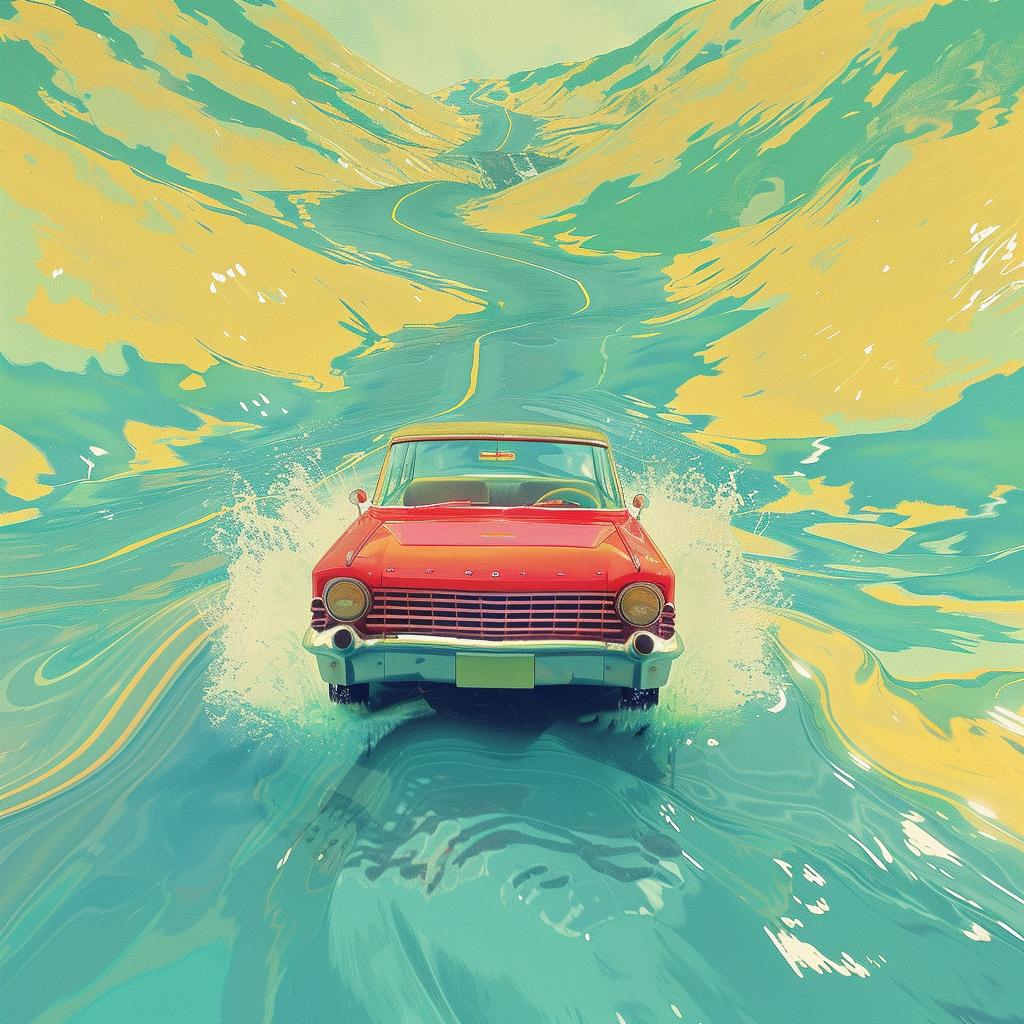 surreal  album  cover  car  freeway  water  Joan  Cornella  creative  art 1017606