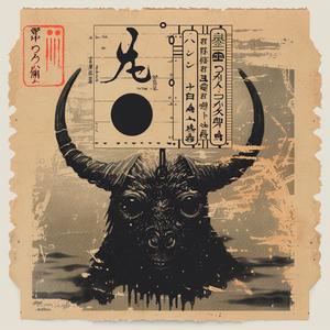 minimalist  risography  dark  beasts  occult  symbols  Japanese  lettering  art  samurai 1062511