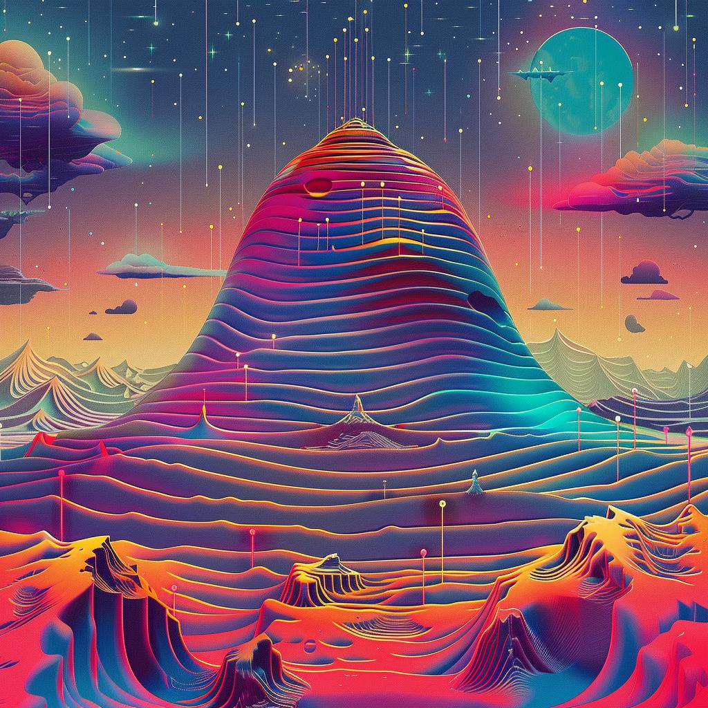 psychedelic  landscape  mountains  clouds  vibrant  abstract  colorful  dreamlike  artistic  beautiful 967602