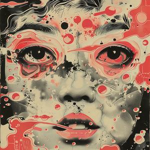 غلاف ألبوم، رسم توضيحي إبداعي سريالي، تصميم فني لطباعة الشاشة، رمزي، امرأة، رقم 1064875