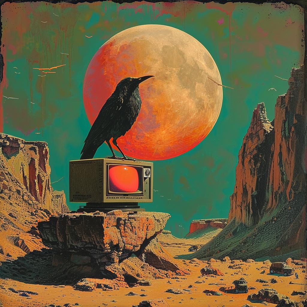 surreal  album  cover  crow  tv  canvas  art  introspective  occult  technicolor 973924