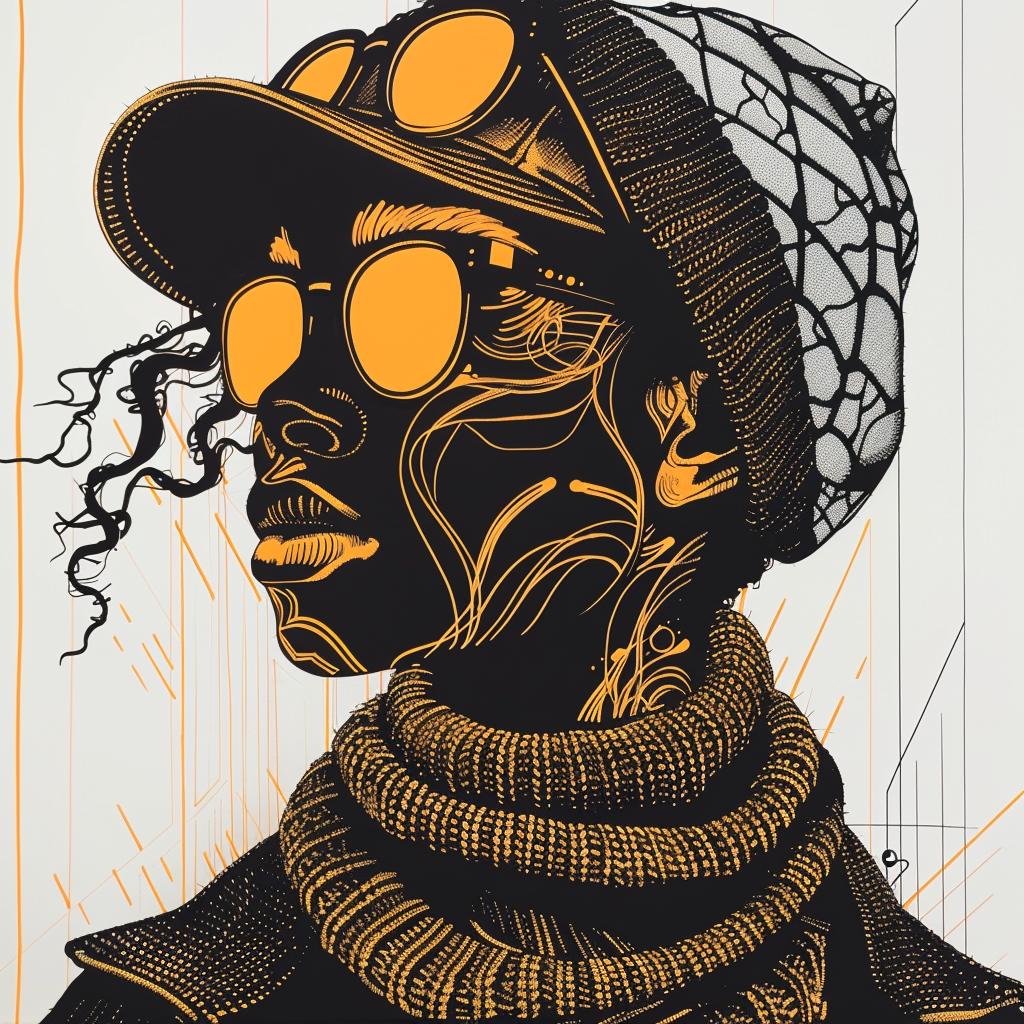 PopArt  drawing  AfricanAmerican  model  hat  scarf  fashion  TroyBrooks  illustration  poster 939112