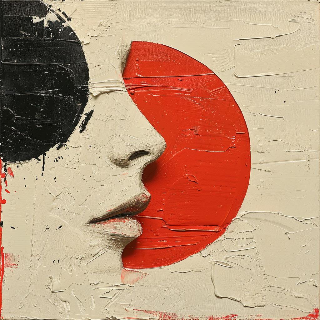 album  cover  1980s  impasto  palette  knife  woman  face  circle  red 963789