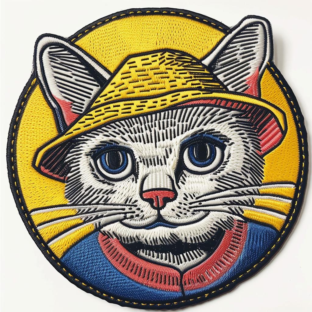 patch  streetwear  cat  straw  hat  chenille  minimalistic  simple  cool  stitches 961355