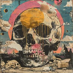 Surreal  Album  Cover  Skull  Sun  Background  Risograph  Symbolism  Screenprinting  Art 1079129