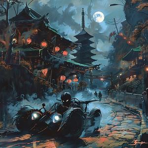 painting  car  night  road  dynamic  motion  dark  landscape  art  illustration 1077937