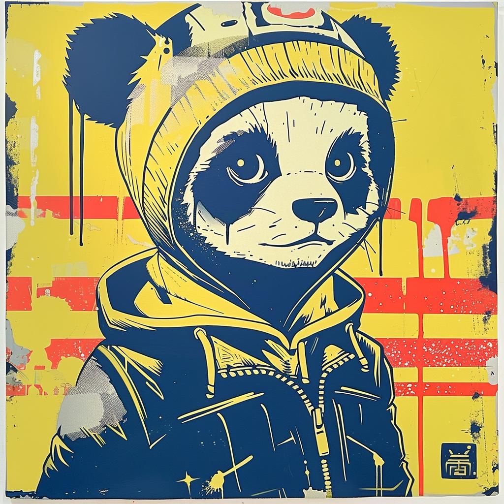panda  streetwise  portrait  urban  style  expression  colorful  wear  jacket  hat 945046
