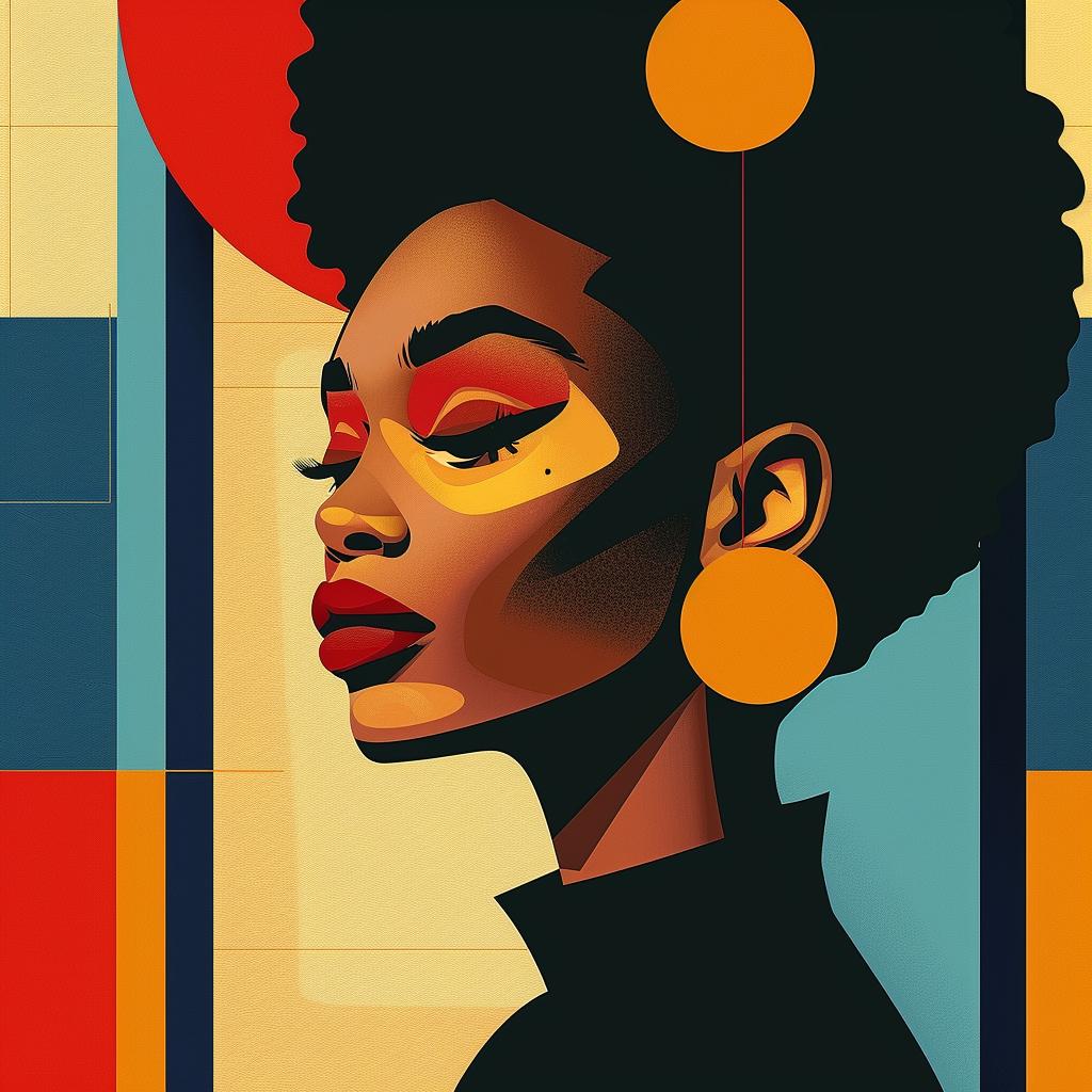 Abstract  Minimalist  Portrait  African-American  Geometric  Bold  Elegant  Chic  Modern  Stylish 929437