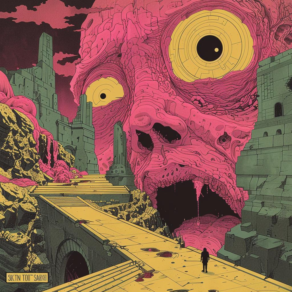surreal  album  cover  wizard  Oz  hyper-realistic  screenprinting  axonometric  Toshio  Saeki 961711