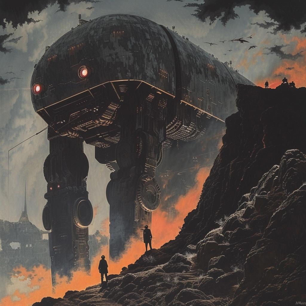 retro  sci-fi  dark  gouache  deathmetal  terrifying  epic  composition  2D  illustration 922200