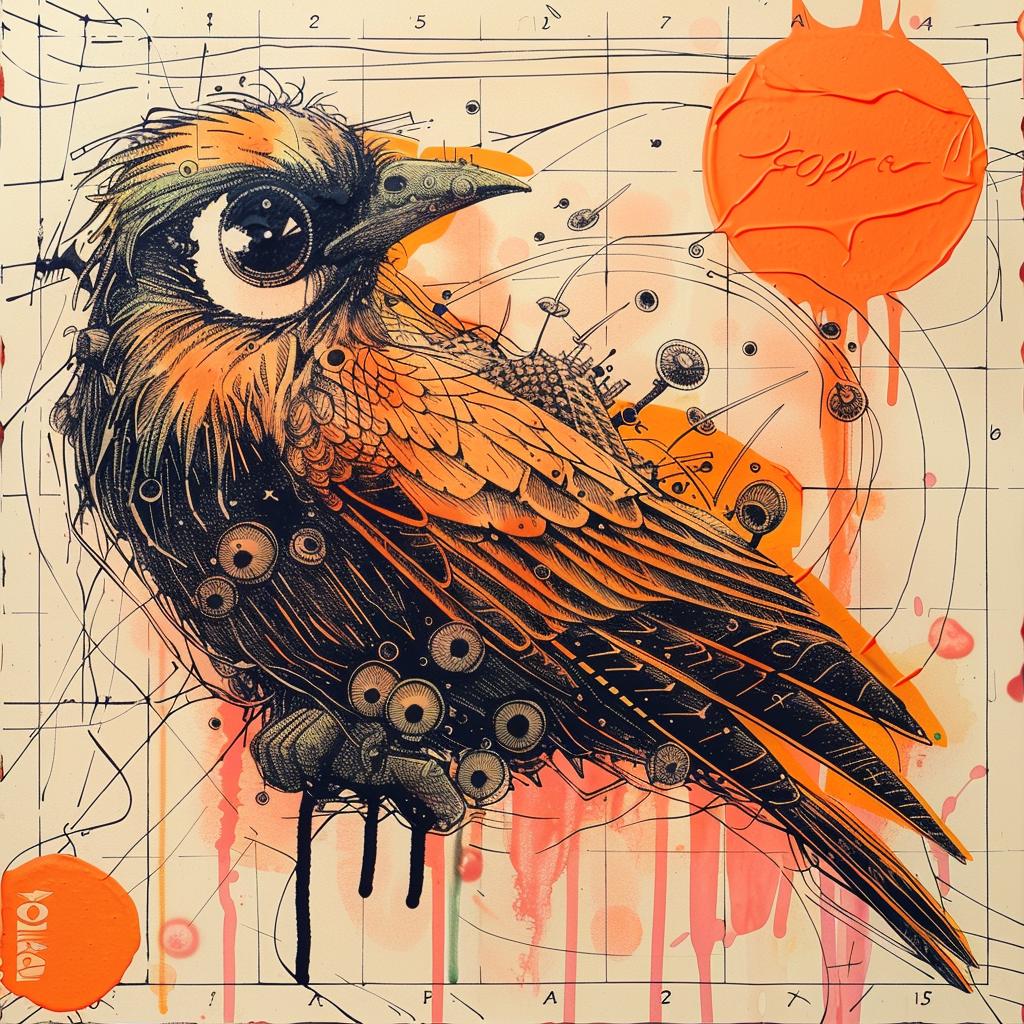 bird  orange  black  encaustic  impasto  occult  mood  wildlife  texture  symbolism 924393
