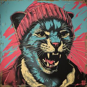 cat  hat  scarf  poster  illustration  playful  colorful  graphic  animal  art 1079938
