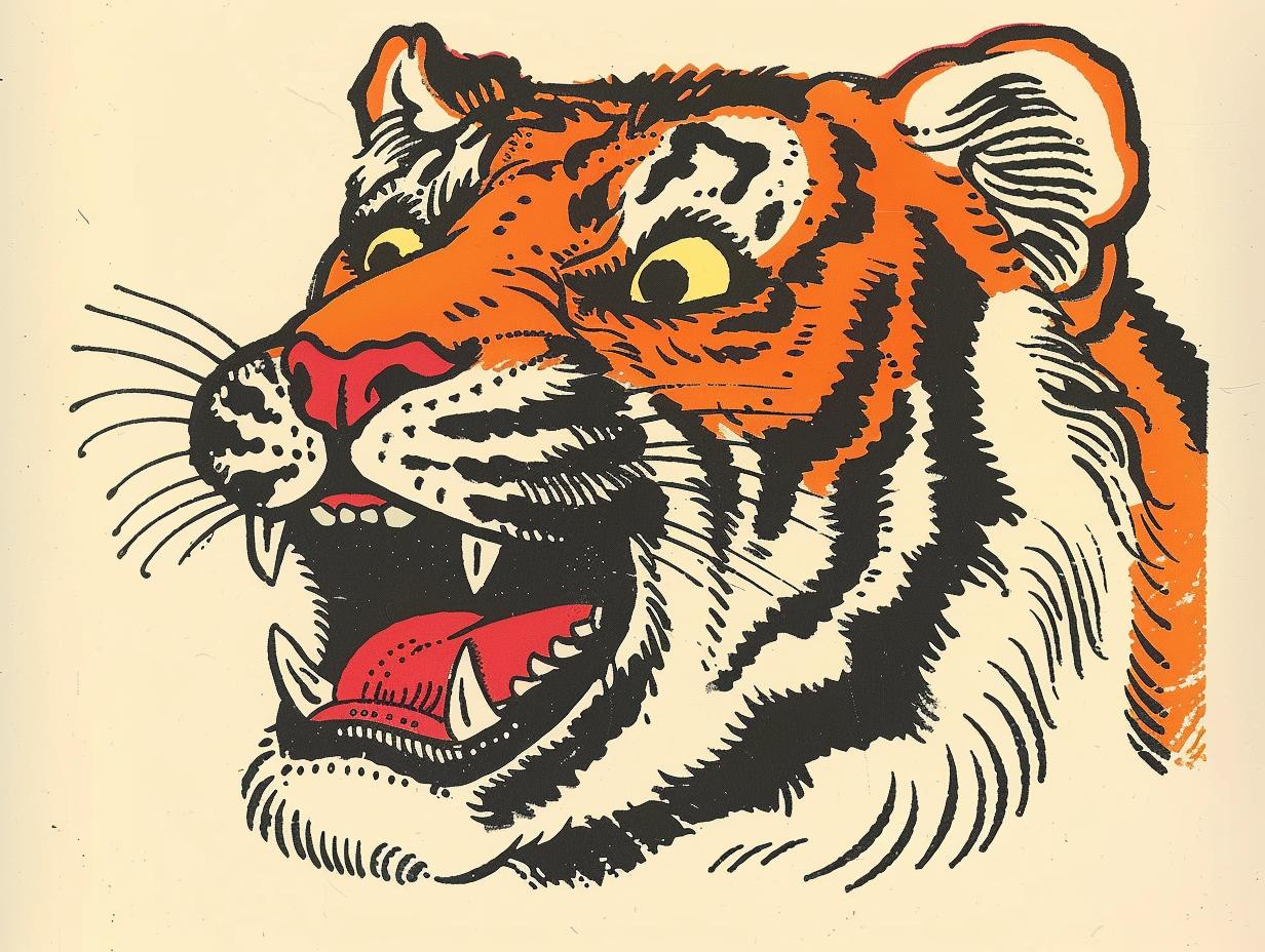 tiger  tattoo  illustration  open  mouth  vintage  bold  design  art  animal 919188