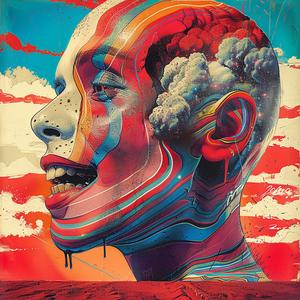 امرأة غيوم ملونة حالمة لوحة بريق الخيال السريالي صورة فنية 1039308
