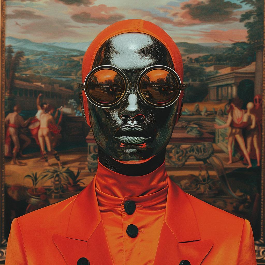 surreal  album  painting  woman  sunglasses  orange  suit  artistic  fashion  modern 976935