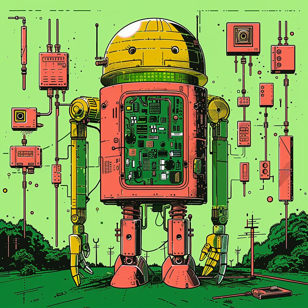 robot  surreal  album  cover  colorful  illustration  Mitsumasa  Anno  tech  design 922663
