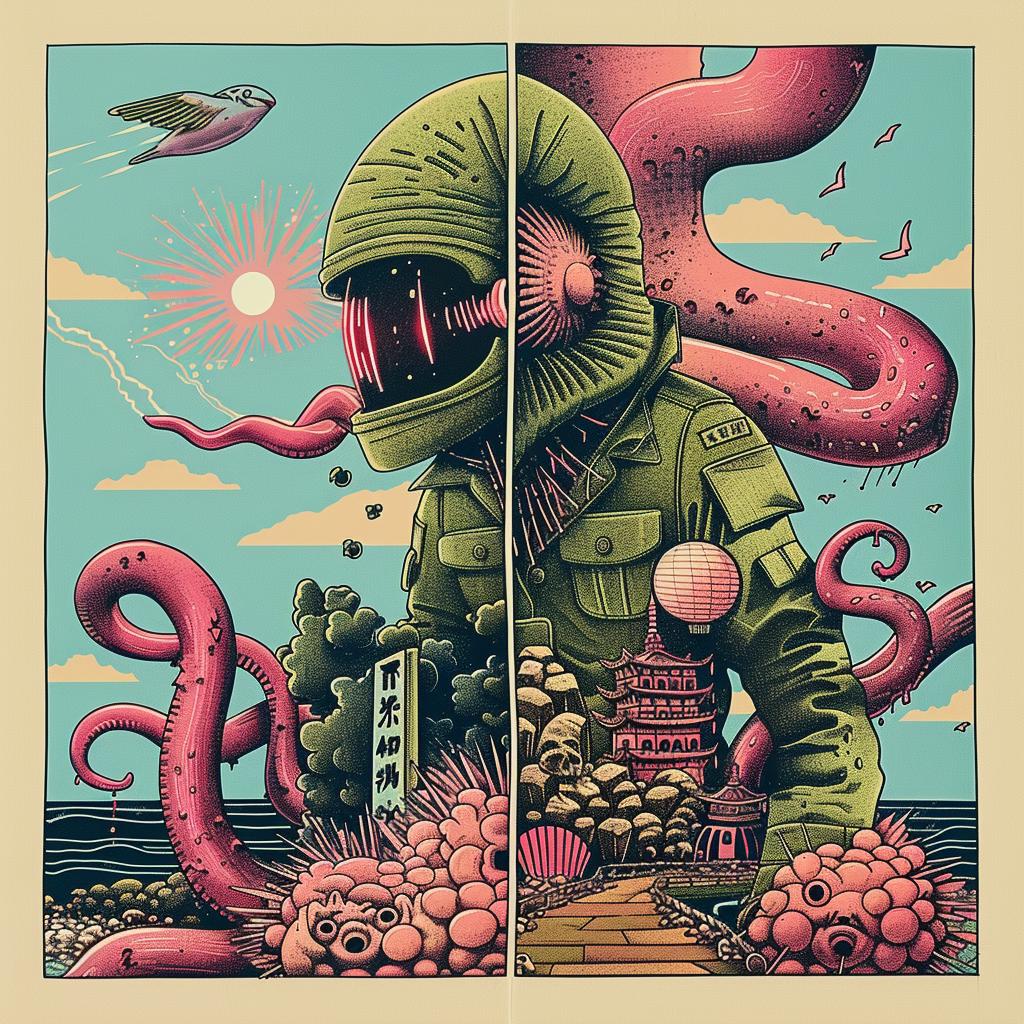 ملصق ألبوم فرقة Thee Oh Sees، رسم توضيحي، تصميم ملون، 946281
