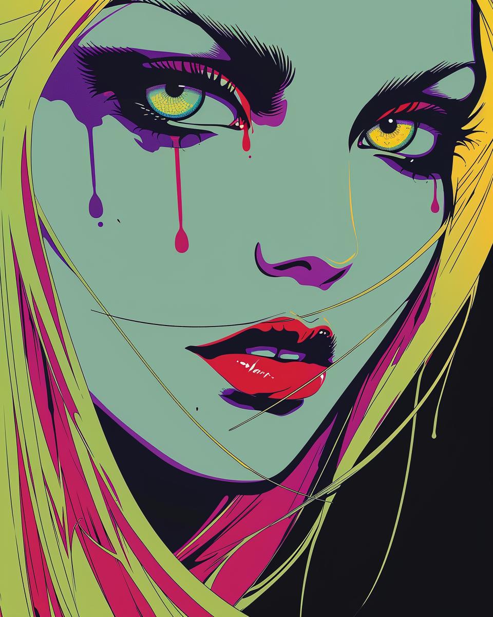 woman  portrait  vibrant  makeup  dripping  red  face  art  elegance  horror 957936