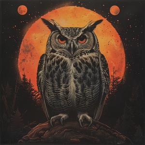 creative  surreal  owl  rock  full  moon  risograph  symbolist  screenprinting  night 1079094
