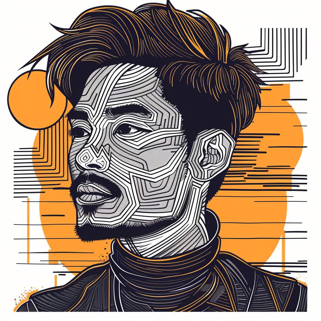 Pop  art  Asian-American  man  beard  background  digital  portrait  colorful  modern 937390