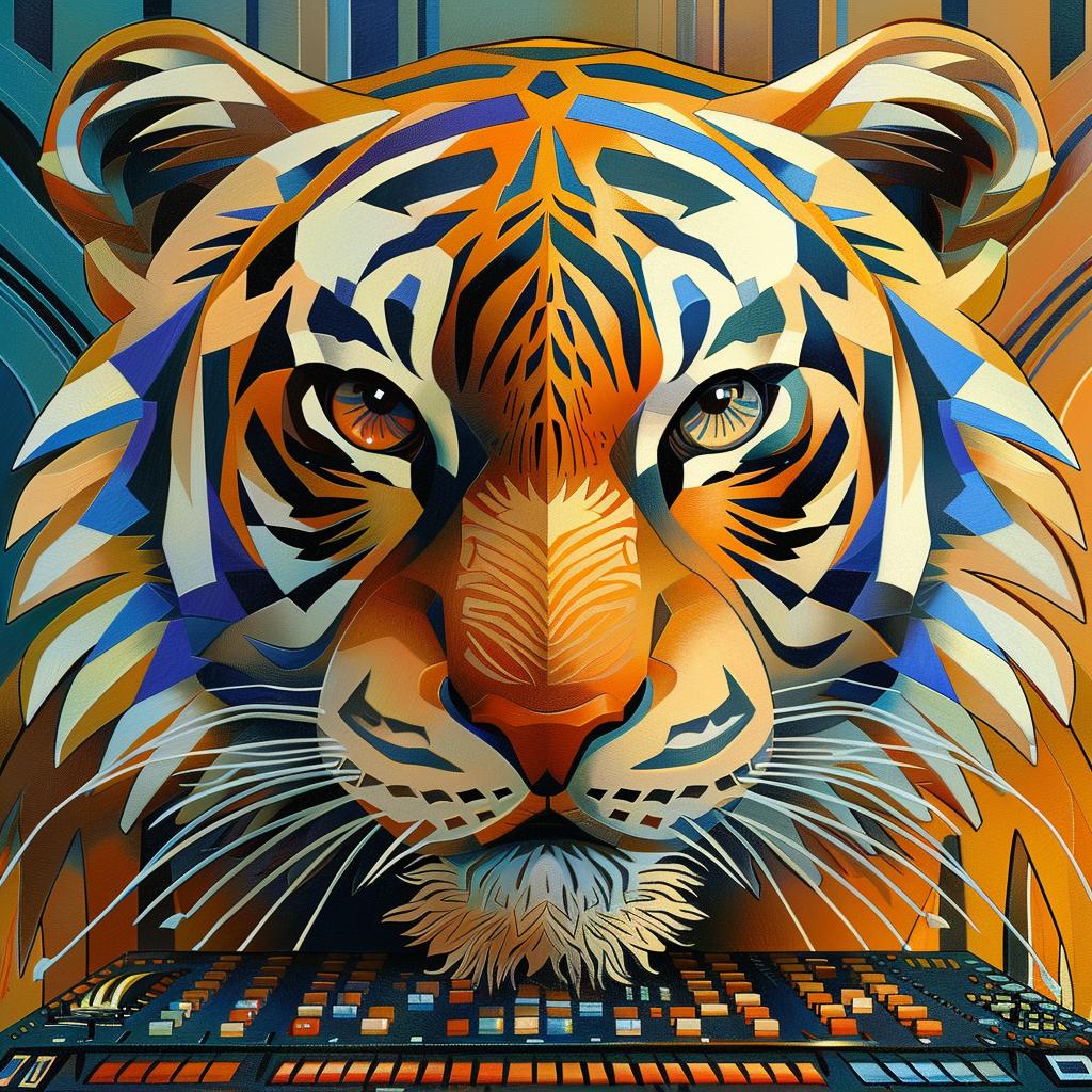 tiger  abstract  art  colorful  intricate  details  eyes  Georgy  Kurasov  vibrant 966473
