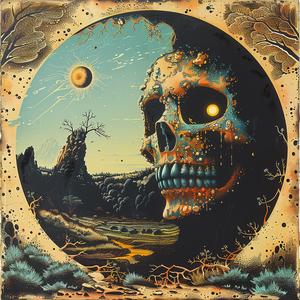 painting  skull  sun  chromolithography  background  artwork  illustration  vintage  bold  contrast 1048817