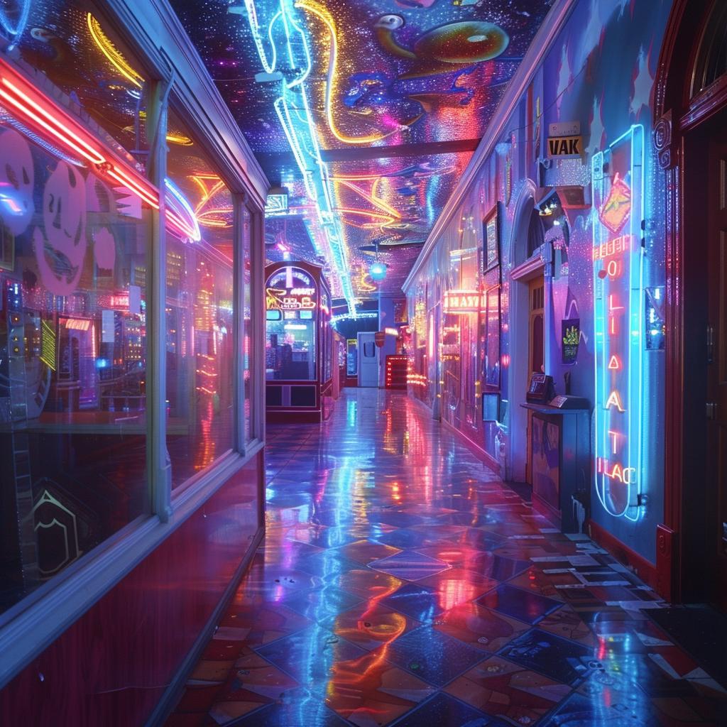 surreal  sci-fi  photo  neon  lights  hallway  glow  unusual  color  lighting 965783