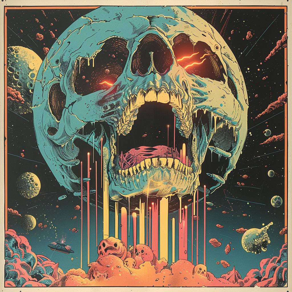 album  cover  Nychos  monster  synthwave  electro  trippy  geometric  blues  teals 960683