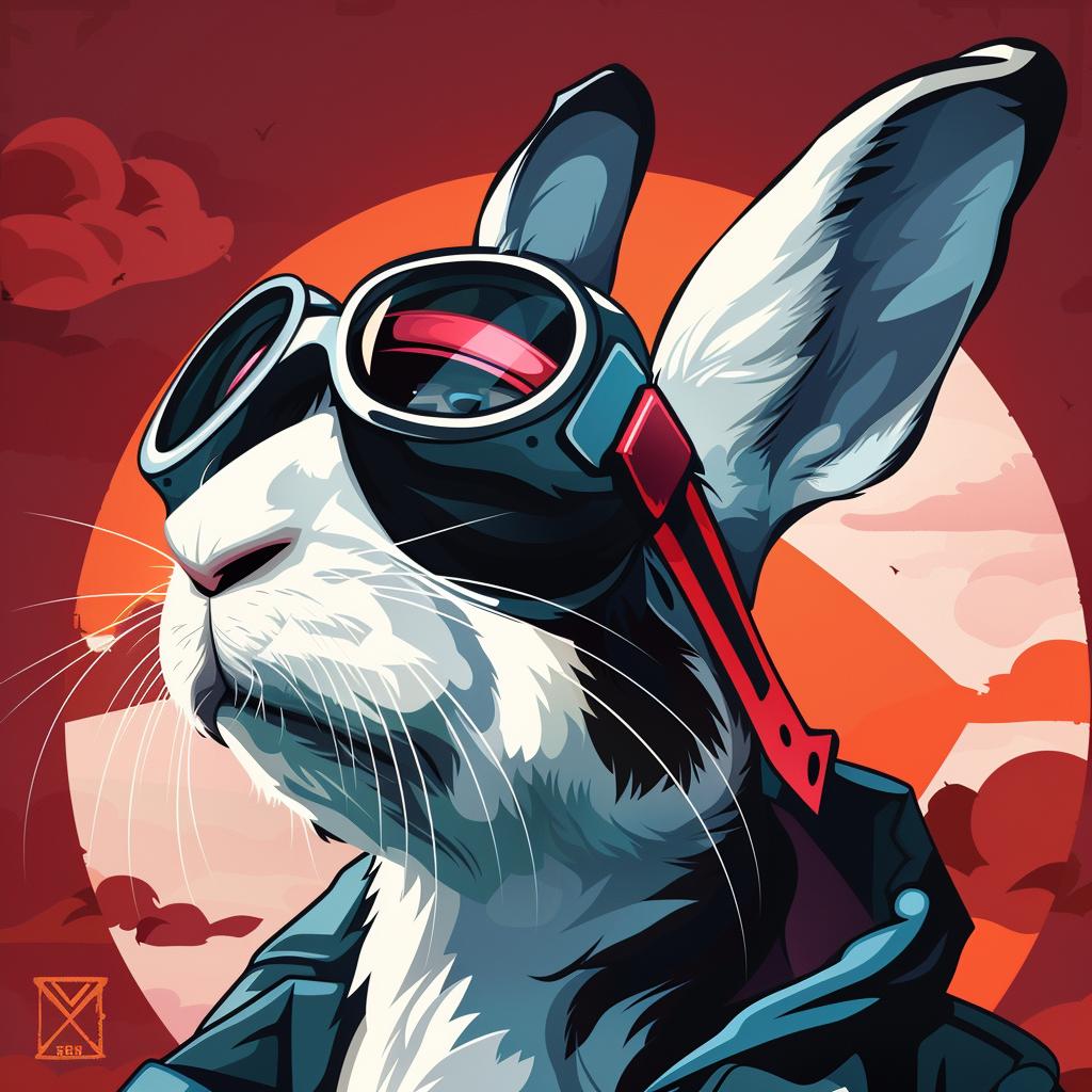 rabbit  goggles  white  background  stylized  jacket  cute  animal  illustration  playful 1026192