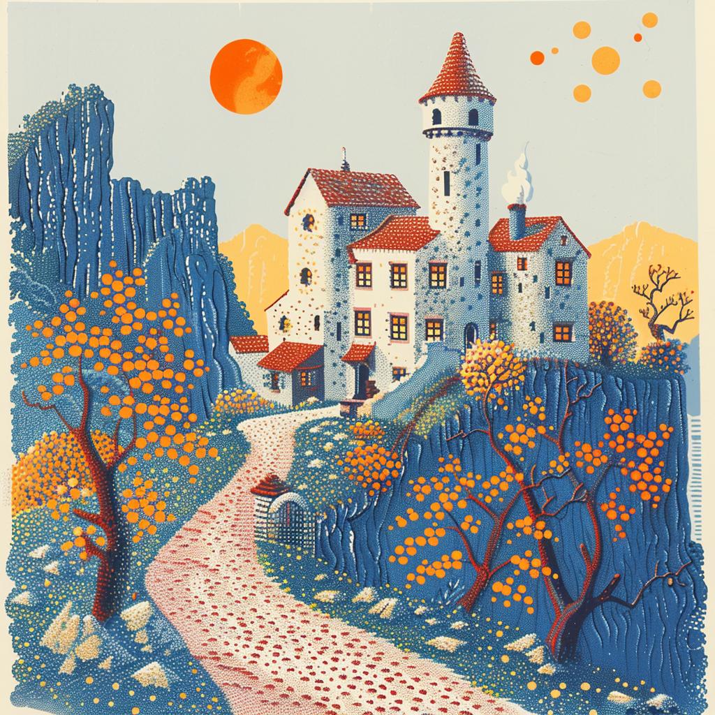 castle  photo  hill  orange  trees  surreal  lighting  artwork  landscape  visuals 963072