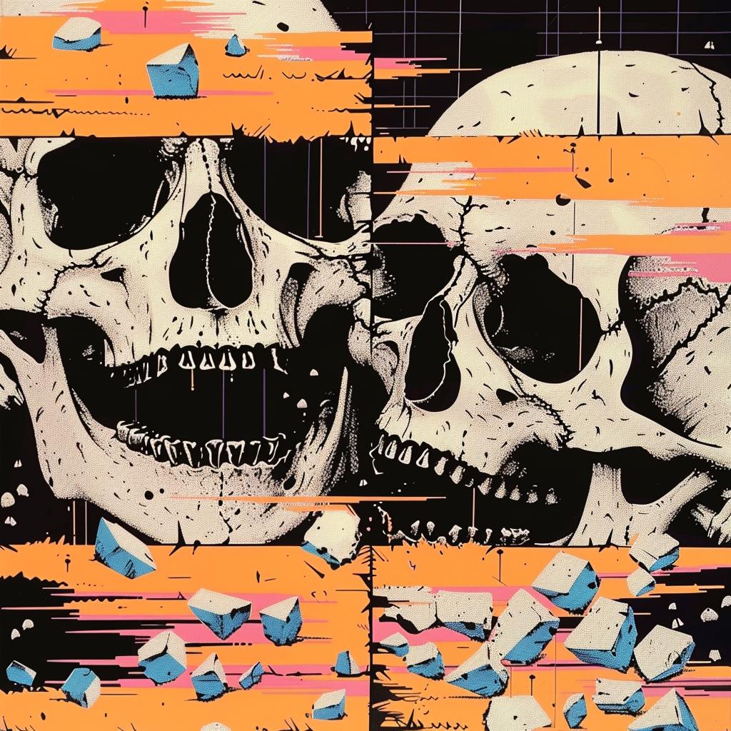 skulls  orange  black  background  art  graphic  design  minimal  vintage  style 1021101