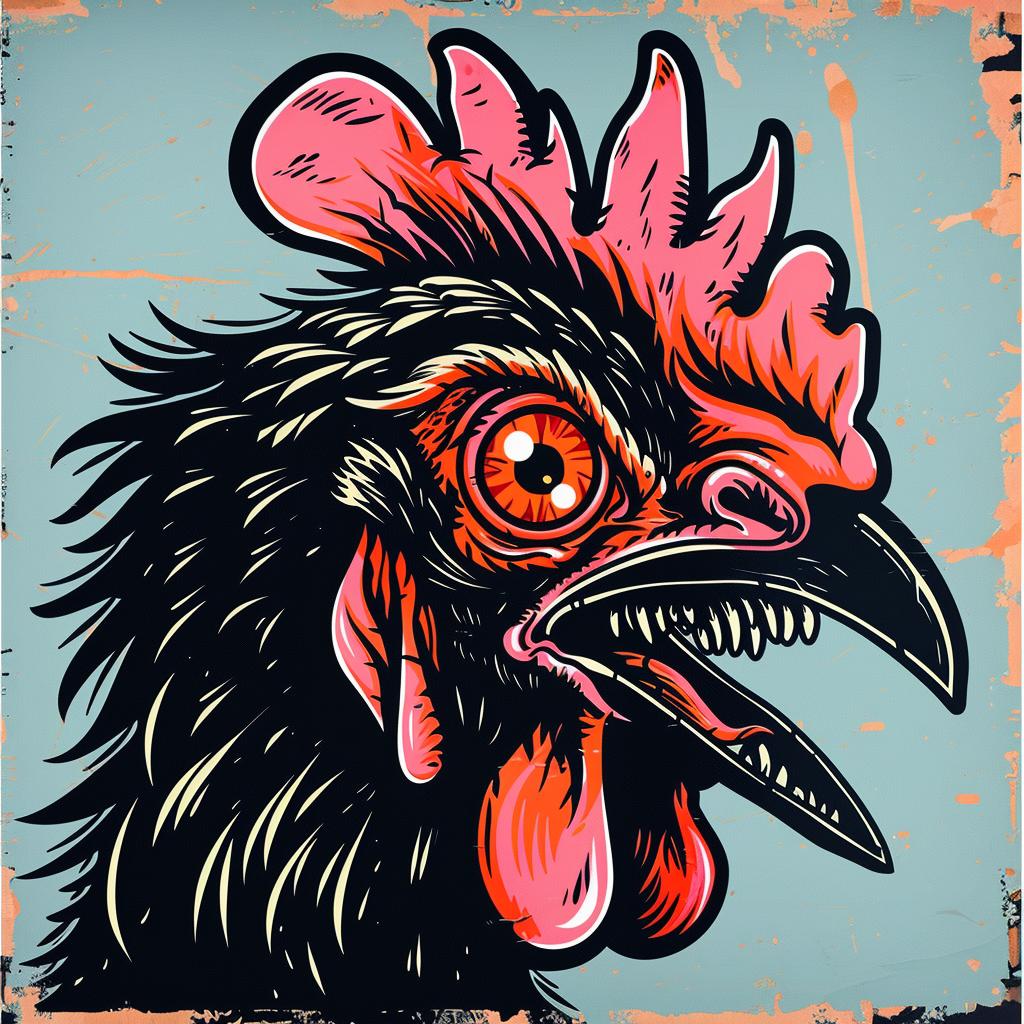 head  rooster  grunge  style  terrifying  mythical  creature  art  bold  striking 928340