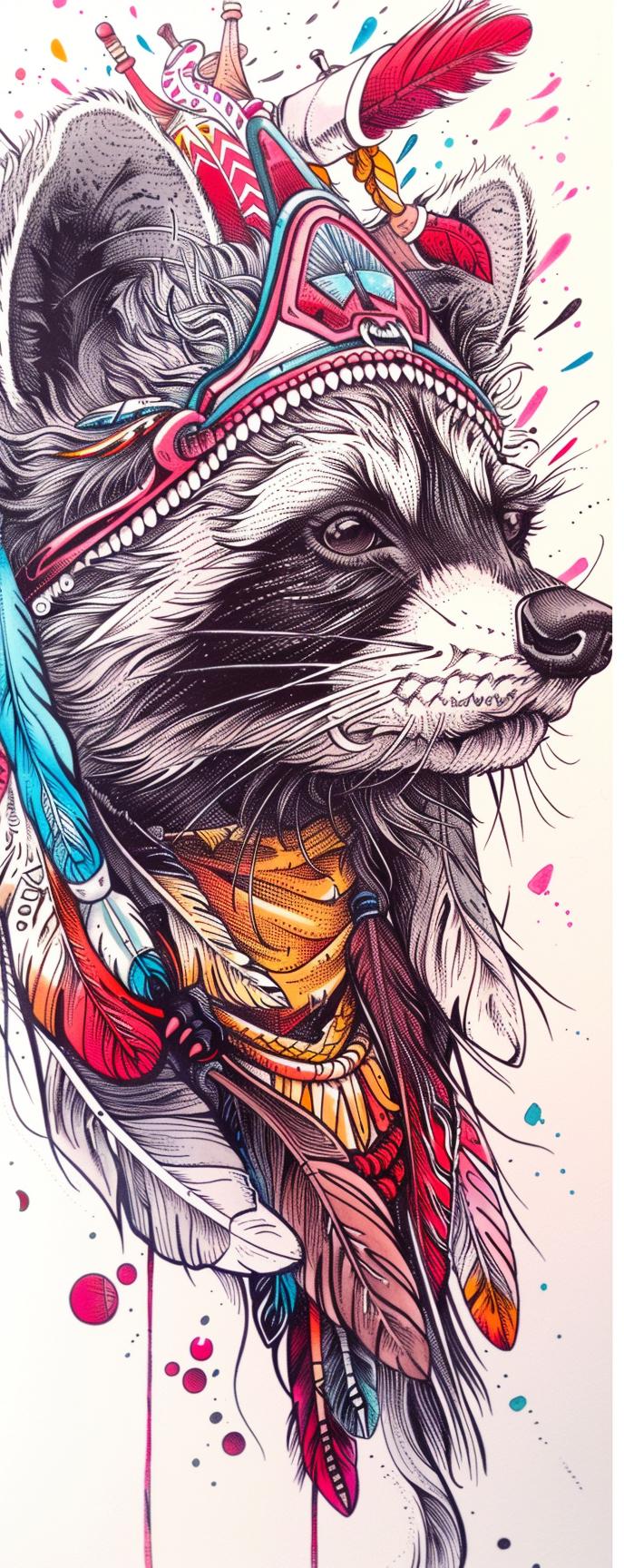 raccoon  Kachina  Grim Reaper  mythical  feathers  costume  character  fantasy  unique  art 941027