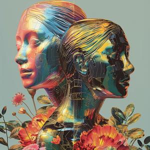 chromolithography  women  flowers  hair  nature  colorful  delicate  portrait  beauty  soft 1040036