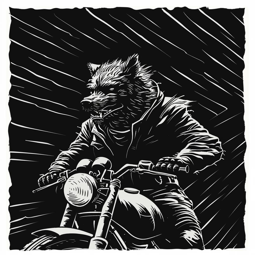 wolf  motorcycle  helmet  black  white  drawing  animal  illustration  biker  anthropomorphic 1025963