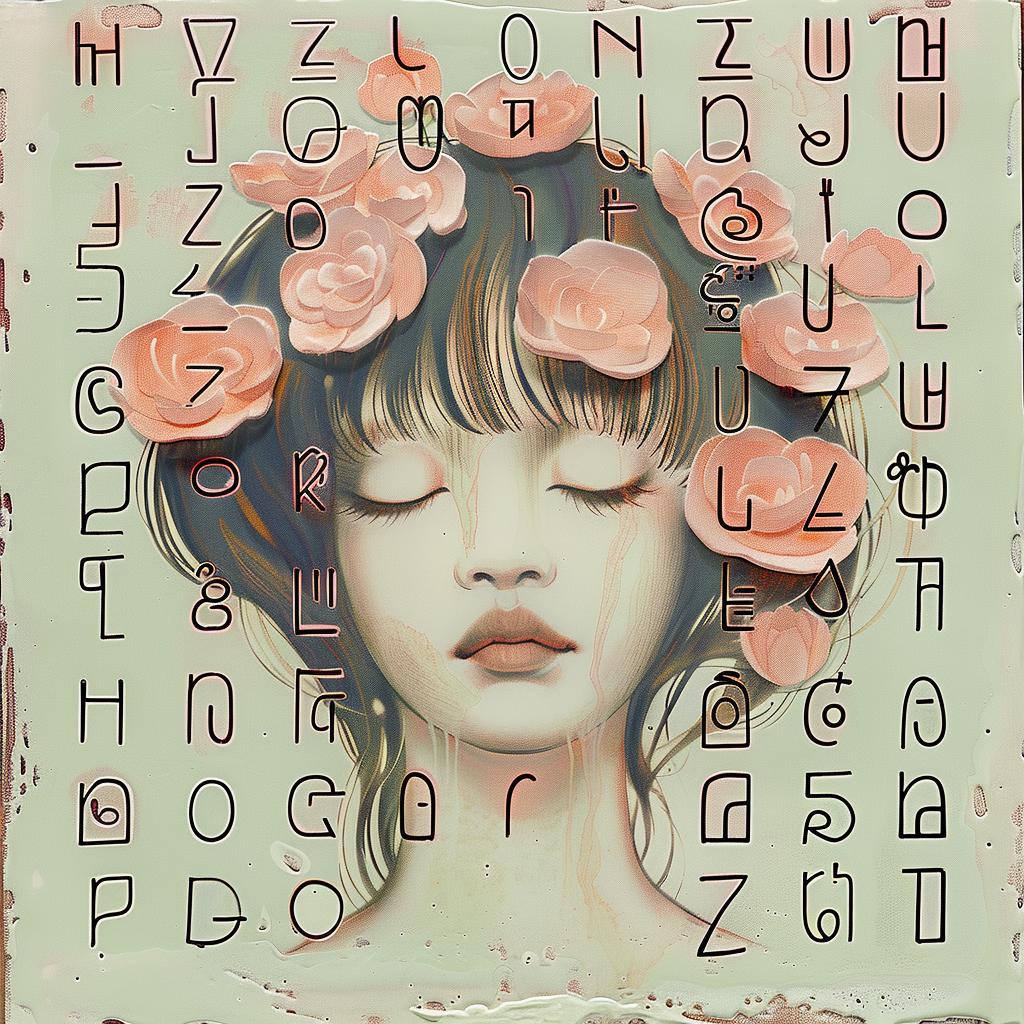 flowers  letters  encaustic  colorful  texture  Japanese  whimsical  playful  nature  contrast 923983