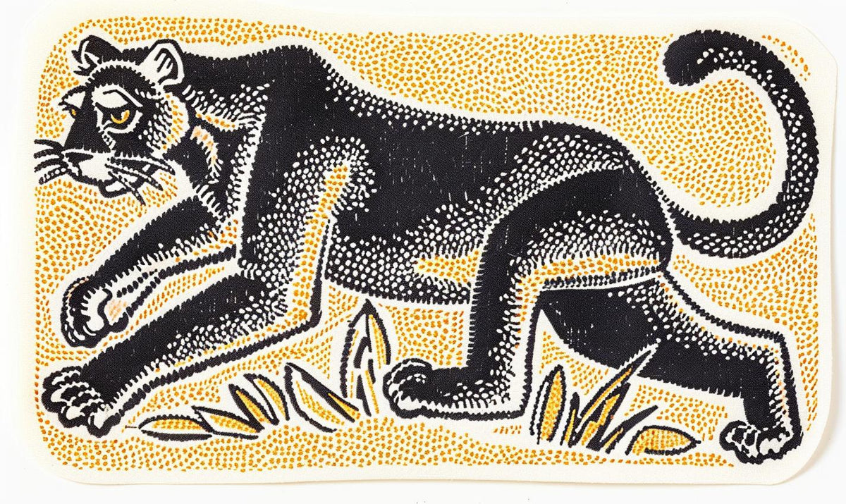 tiger  yellow  black  dynamic  wildlife  strength  agility  motion  embroidery  art 961038