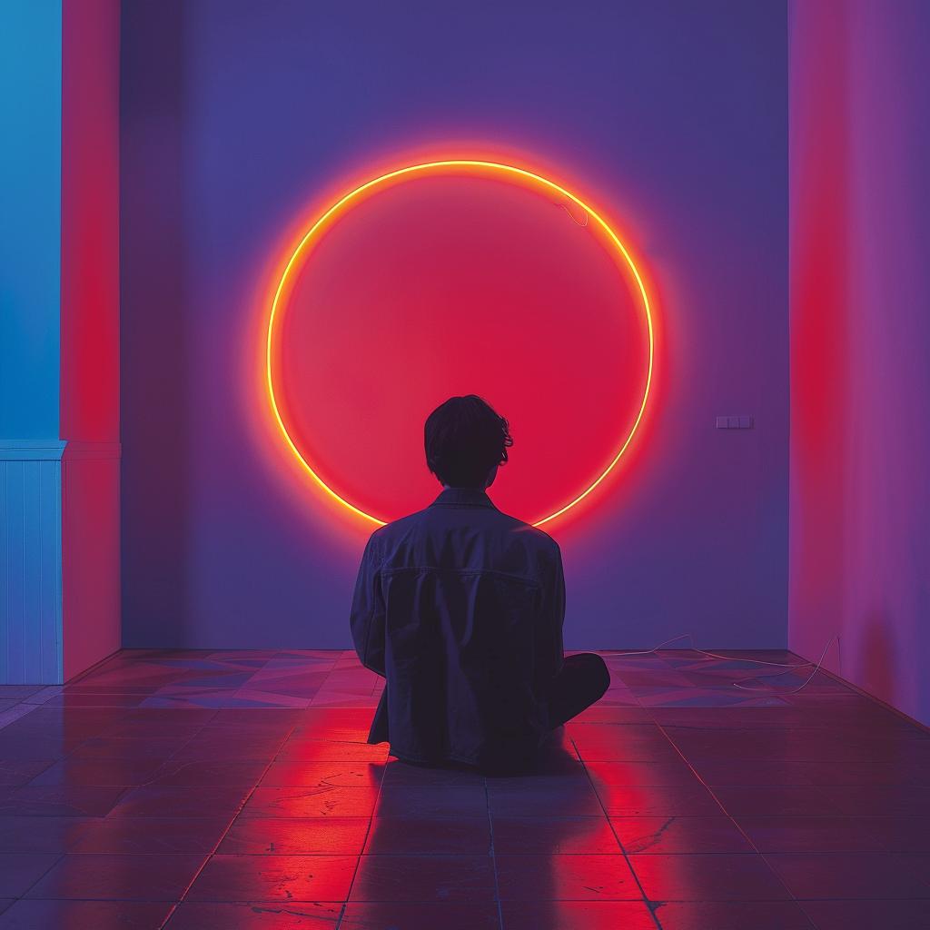 creative  surreal  album  cover  neon  lights  unusual  man  circle  colorful 976491