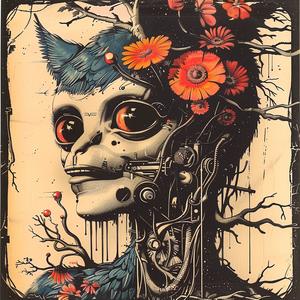 poster  cat  flowers  chromolithography  vibrant  illustration  art  colorful  nature  whimsical 1047766