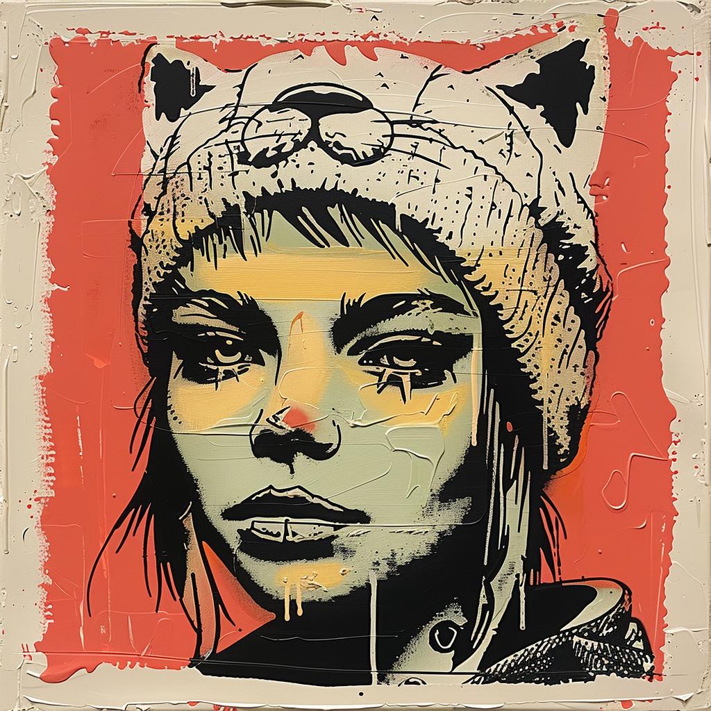 impasto  painting  woman  cat  hat  colorful  art  catlike  figure  style 1015482