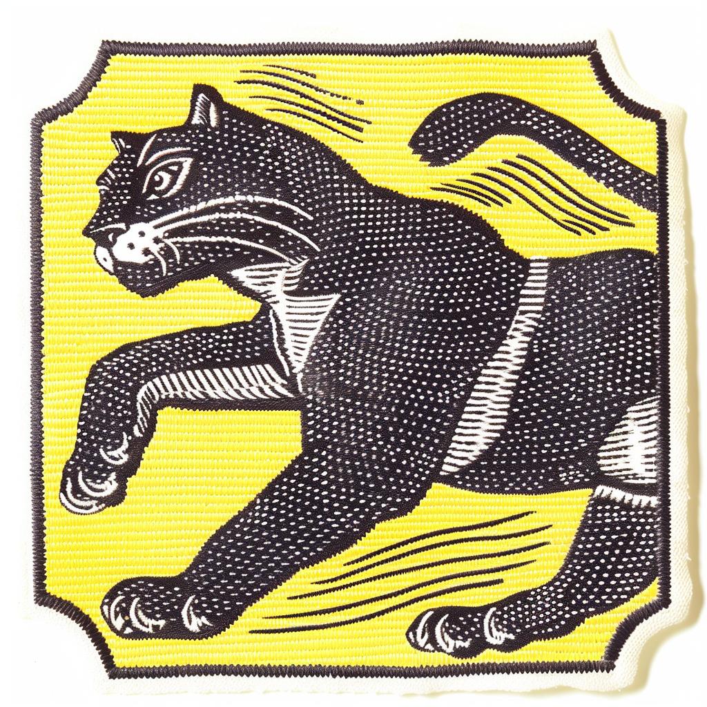 panther  embroidery  patch  leap  anatomical  agility  strength  black  fur  muscular 961060