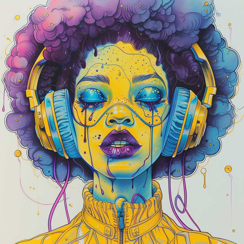 PopArt  DJ  headphones  afro  makeup  TroyBrooks  artwork  style  woman  vibrant 939133