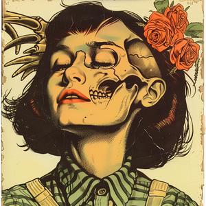 woman  skull  face  poster  chromolithography  graphic  dark  illustration  surreal  dramatic 1040793