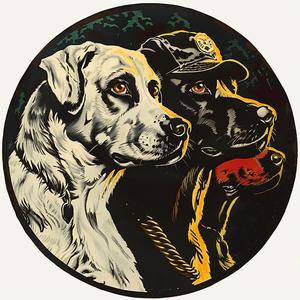 dogs  chromolithography  circle  hat  animal  playful  cute  quirky  colorful  whimsical 1050060