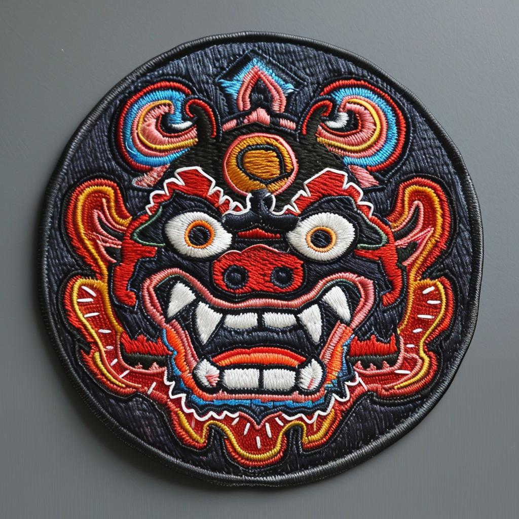 patch  dragon  head  round  chenille  streetwear  minimal  stitching  design  animal 961463
