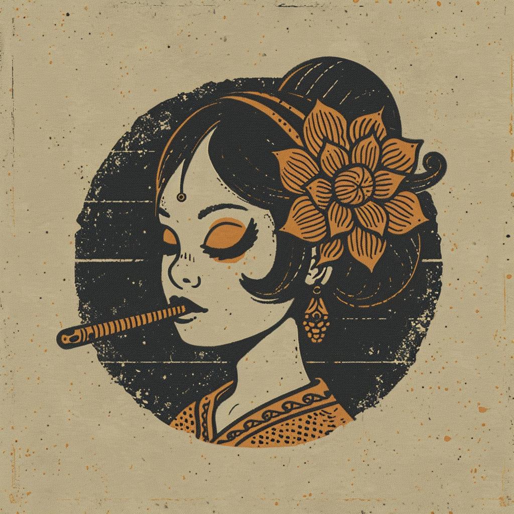 flowerpunk  illustration  girl  flowers  cigarette  whimsical  portrait  artnouveau  style  vintage 926381