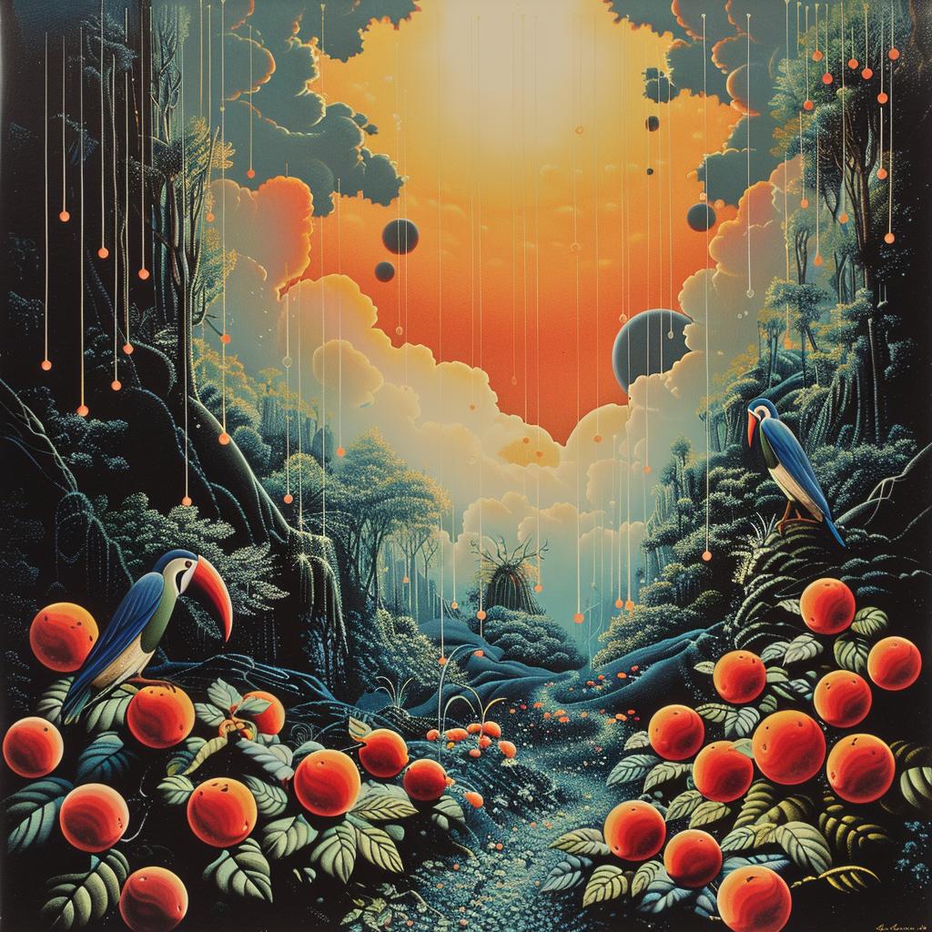 painting  jungle  birds  oranges  scenery  colorful  nature  flora  vivid  life 1025311